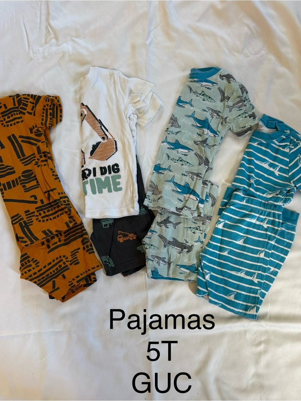 Kids Shark & Stripe Pajama Set - Blue/Teal - (Brand)